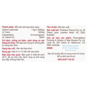 Abricotis bổ sung canxi hỗ trợ sức khỏe xương, cơ bắp hộp 6 vỉ x 10 viên