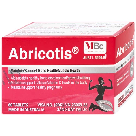 abricotis-1 Abricotis bổ sung canxi hỗ trợ sức khỏe xương, cơ bắp hộp 6 vỉ x 10 viên