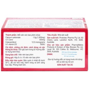 Abricotis bổ sung canxi hỗ trợ sức khỏe xương, cơ bắp hộp 6 vỉ x 10 viên