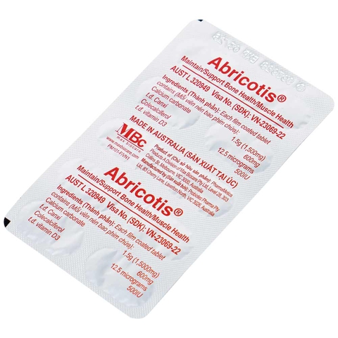 abricotis-6 Abricotis bổ sung canxi hỗ trợ sức khỏe xương, cơ bắp hộp 6 vỉ x 10 viên