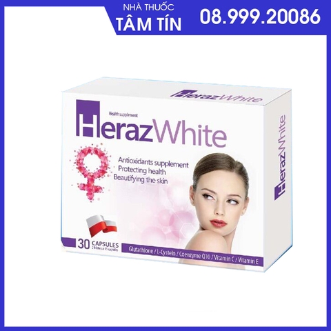 herazwhite-1 Heraz White hộp 30 viên hỗ trợ trắng, sáng da chống oxy hóa